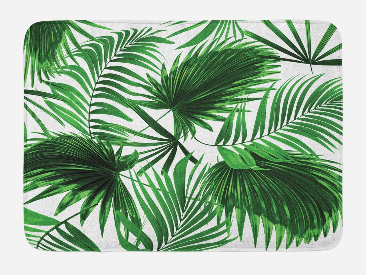 Ambesonne Palm Leaf Bath Mat, Realistic Vivid Leaves of Palm Tree Growth Ecology Lush Botany Themed Print, Plush Bathroom Decor Mat with Non Slip Backing, 29.5" X 17.5", Fern Green